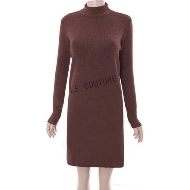 Turtleneck Long Sleeve Midi Dress