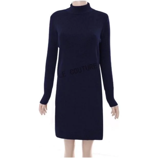 Turtleneck Long Sleeve Midi Dress