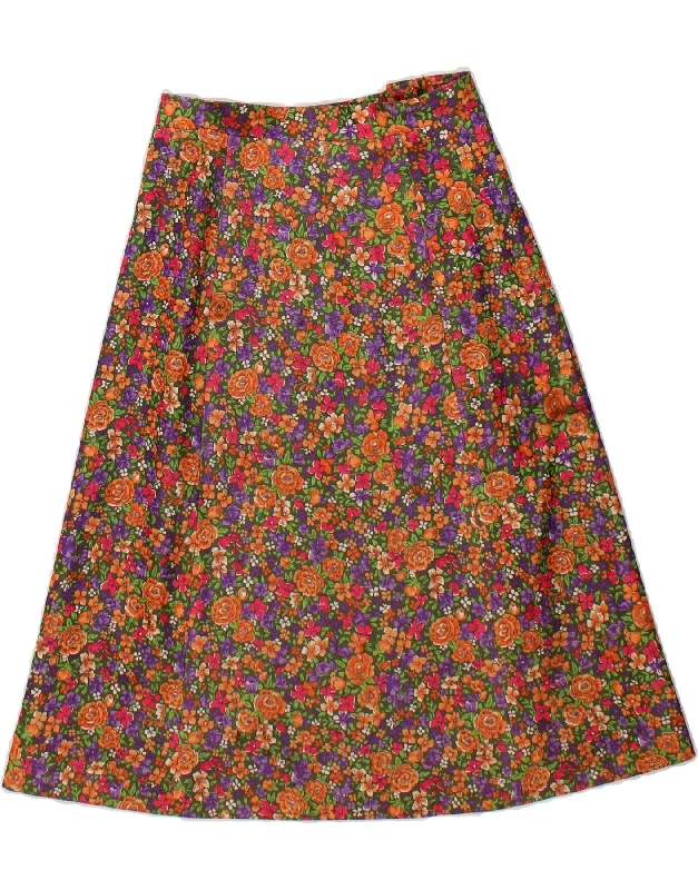 VINTAGE Womens A-Line Skirt IT 36 XS W25  Multicoloured Floral Acrylic