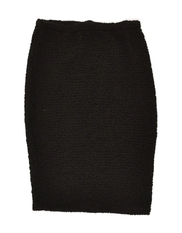 VINTAGE Womens Knit Pencil Skirt W28 Medium Black Cotton