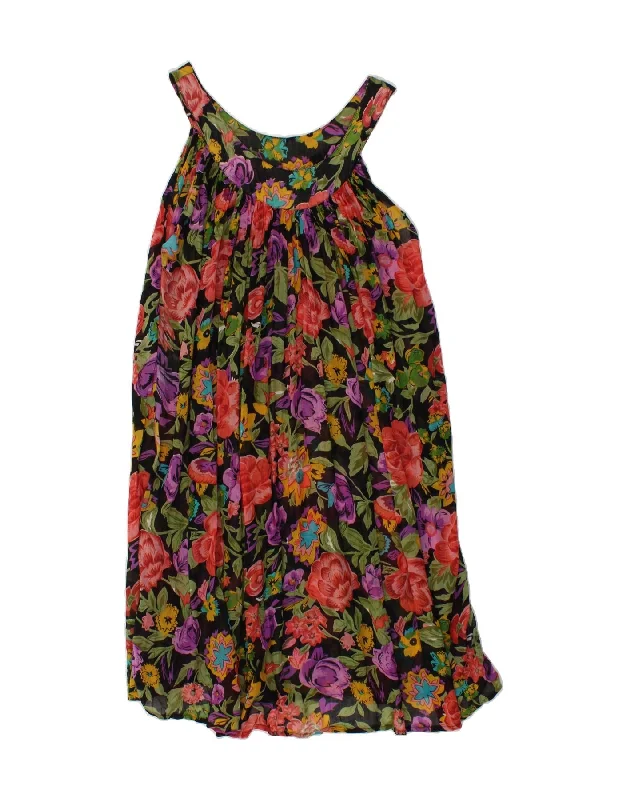 VINTAGE Womens Sleeveless Sundress UK 16 Large Multicoloured Floral