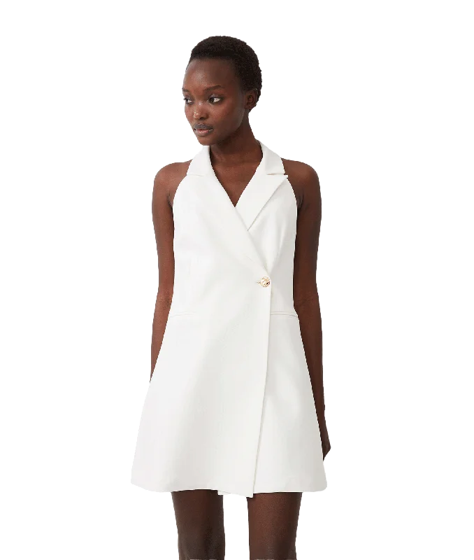 Whisper Halter Blazer Mini Dress - White