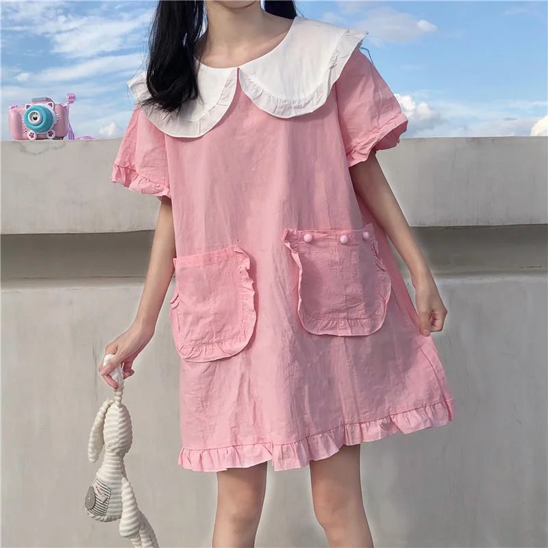 Women's Lovely Peter Pan Collar Loosed Dresses