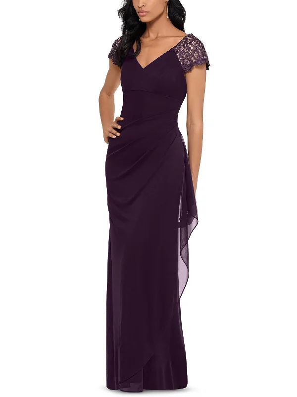 Womens Short Sleeve Long Evening Dress