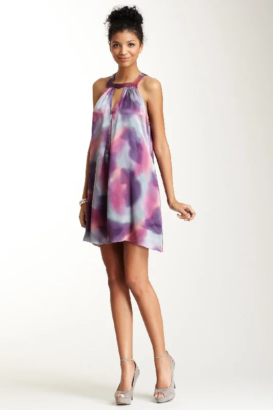 Box Pleated Dress - Plum Clouds