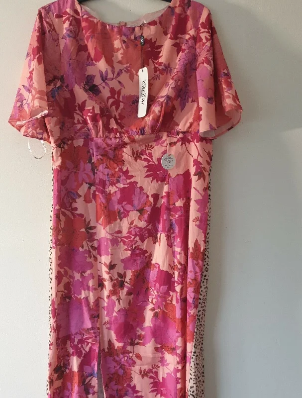 Chi Chi London Floral And Animal Print Midi Day Dress Size 8 **** V476