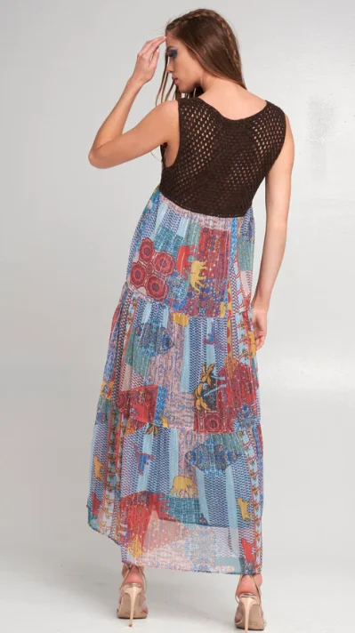 Felicity Boho Crochet Top Maxi Dress