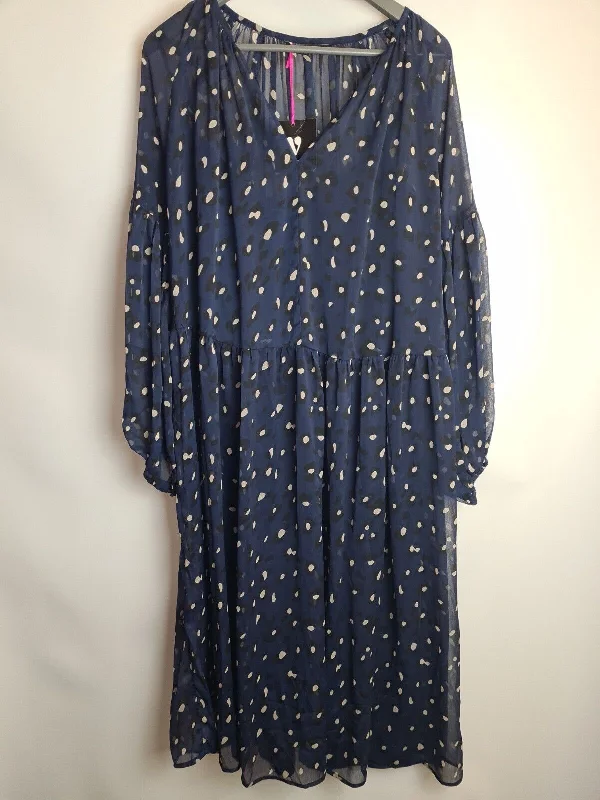 Womens Navy Blue Animal Spot Skater Mesh Dress Size 8 **** V479